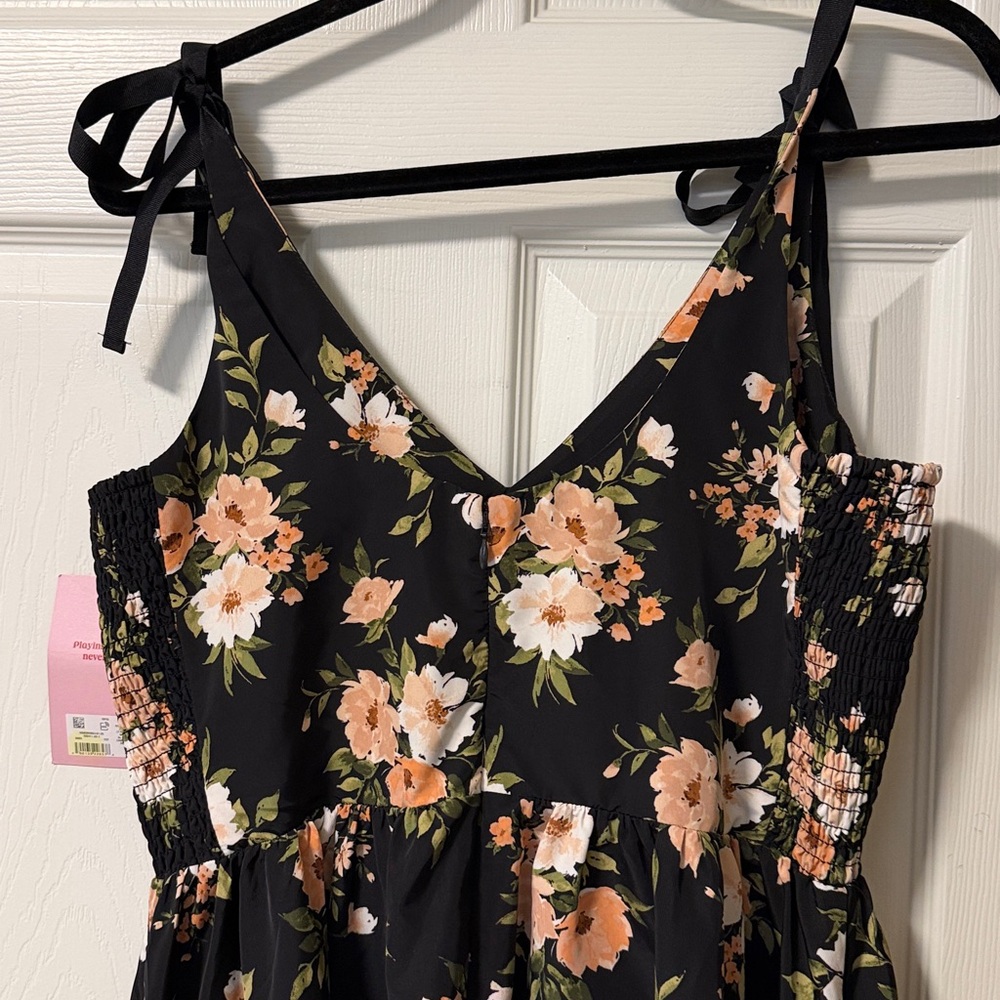 NWT Women’s Old Navy The Occasion Fit & Flare Taffetta Mini Dress L peach floral - Picture 6 of 6
